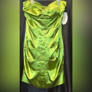 Beautiful metallic green dress. Has original tag , runs small, never worn.